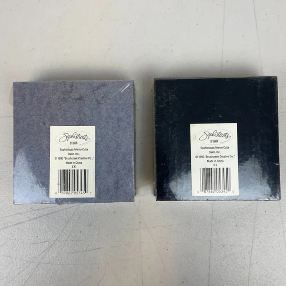 Vintage Cat Notepad Memo Cube Box 4x4 Lot Of 2 Sophisticats By Dakin 1993 New‎